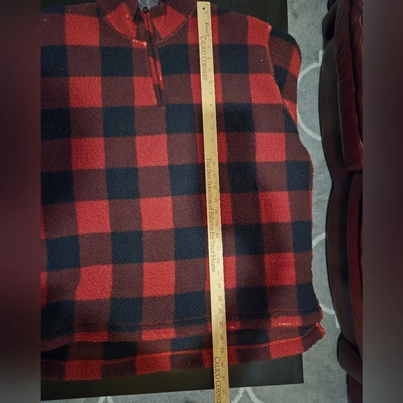 Wrangler NWT Womems Buffalo Plaid Sherpa Sweater 1/4 Zip Size XL - Picture 12 of 14